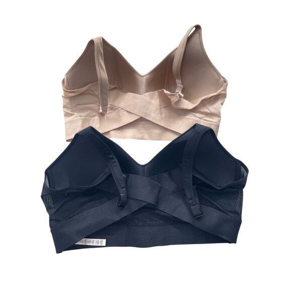 Rhonda Shear 2Pk Molded Cup Bra with Wrap Back Size 1X Black Beige Lounge 647.10 - Picture 3 of 10